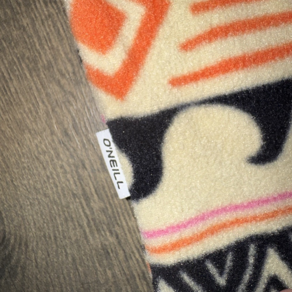 O'Neill Hoodie Woman's Sz Large Beige Aztec Fleece Quarter Zip Pullover Tribal - Picture 8 of 13